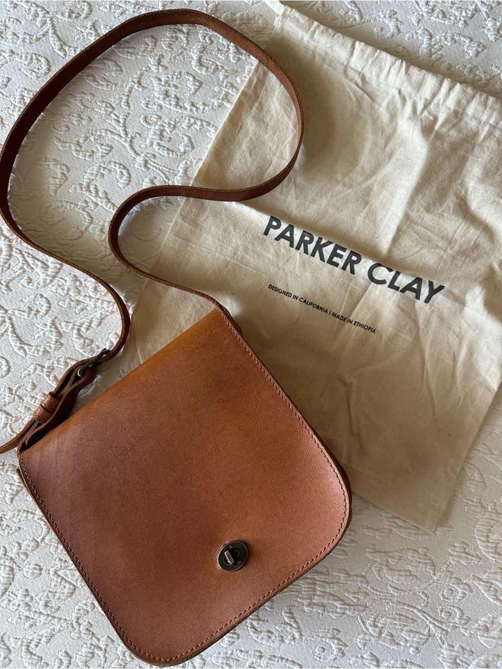Parker Clay Layla Full-Grain Leather Satchel / Crossbody - EUC!